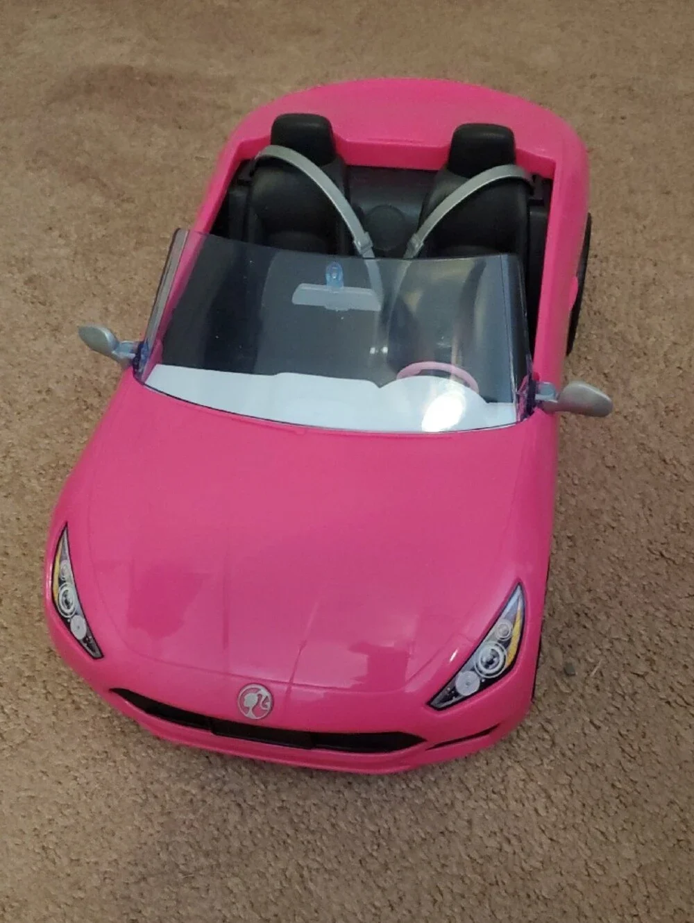 Barbie Hot Pink Convertible Play Car with Black Seats